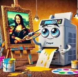 An inkjet printer painting the Mona Lisa